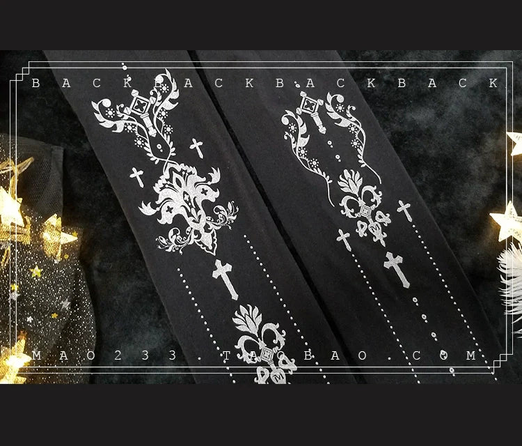 Elegant Lolita Gold Foil Printed Tights - image 28