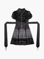 Black Lace Lily Gothic Classic Lolita OP Dress - image 9