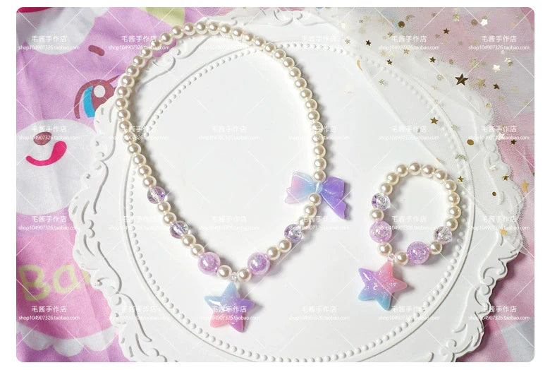 Kawaii Lolita Gradient Necklace and Bracelet Set - image 11