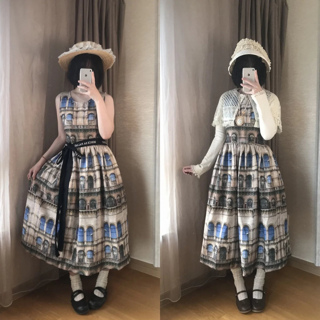 Antonia's Cottage - Oil Painting Long Pinafore Dress - image 2