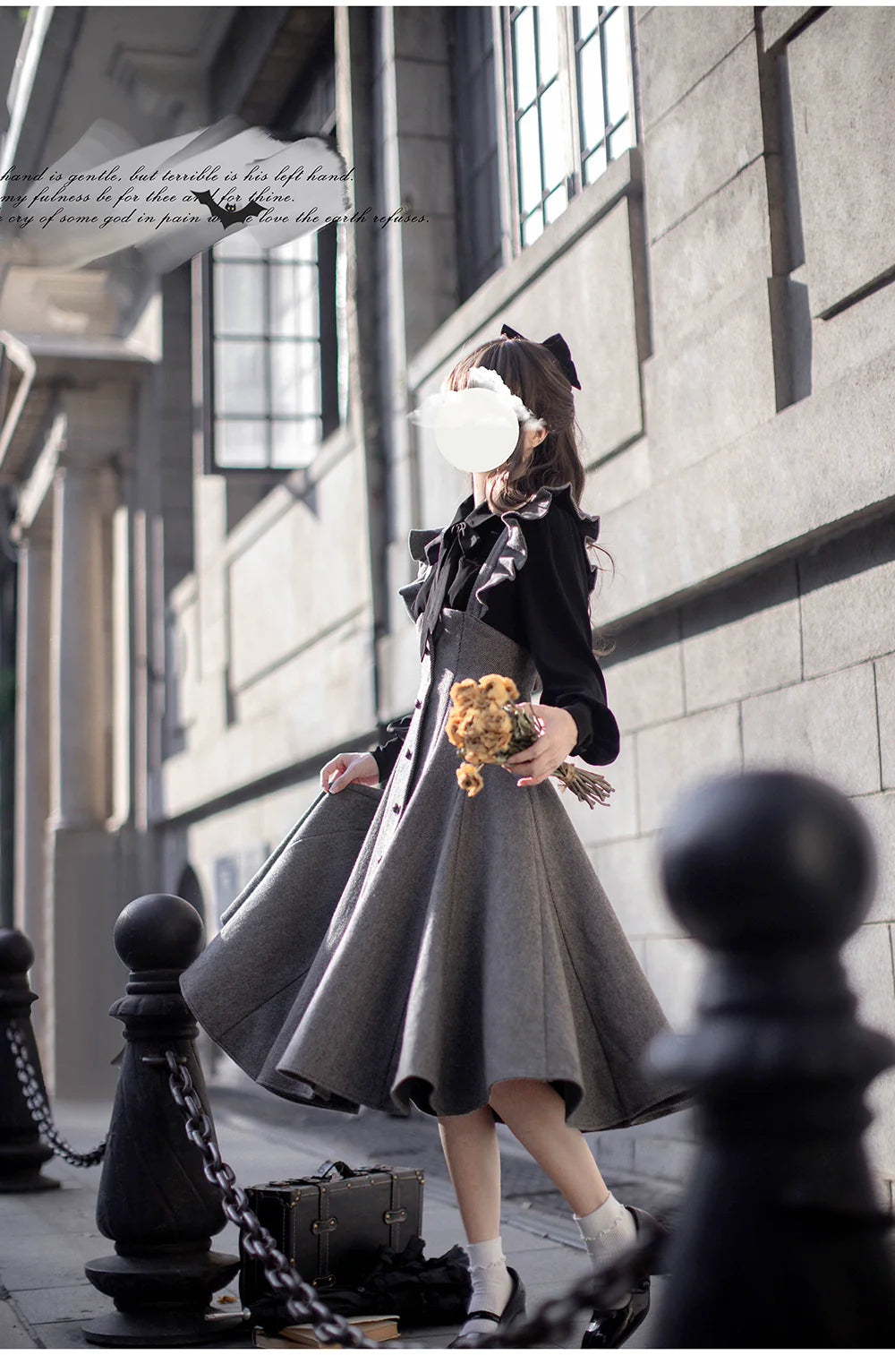 Serena - Elegant Woolen Lolita JSK Dress Set - image 5