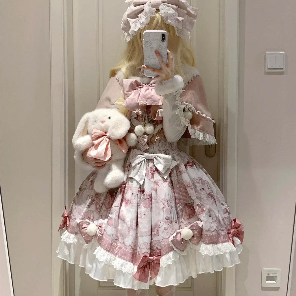 Dessert Catlets - Sweet Lolita JSK, Strawberry And Cat Prints - image 8