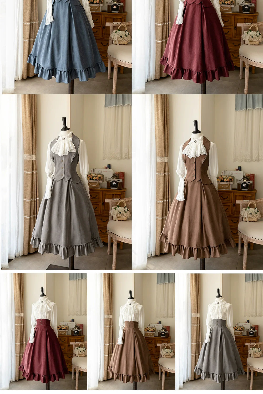 Misty Forest Elegant Vintage Lolita Fishbone Long Skirt and Vest - image 25