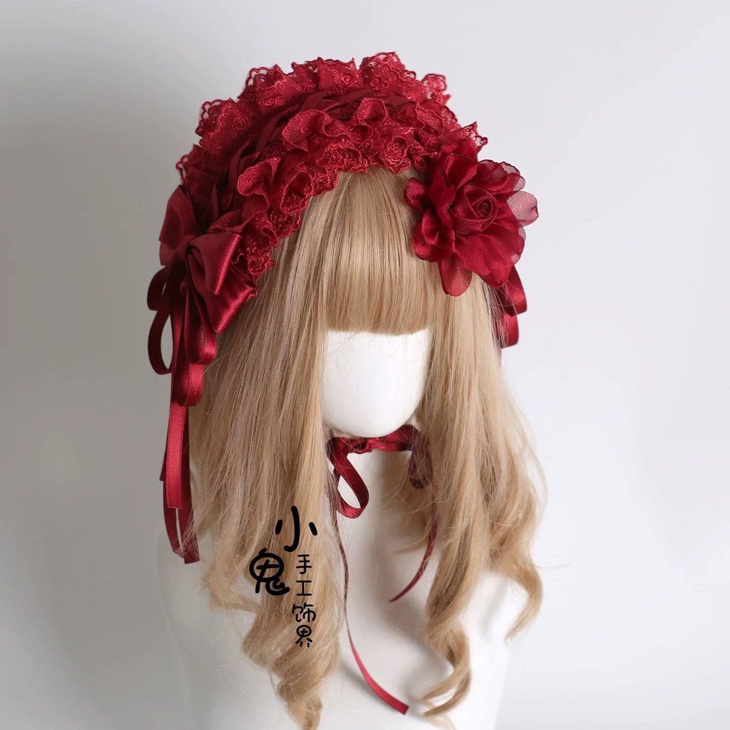 Dark Red Gothic Lolita Headdresses and Floral Veils - image 5