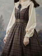 Grena's Poems - Plaid Elegant Lolita JSK Dress, V-Neck - image 4