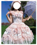 Heart Bear - Sweet Lolita Jacquard JSK Dress, Layered Lace and Accessories - image 6