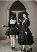 Audrey's Reply - Classic Lolita Square Neck OP, Detachable Embroidered Collar and Accessories - image 3