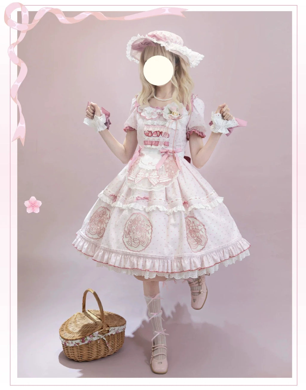 Berry Trap Embroidered Sweet Lolita OP Dress and Accessories - image 3