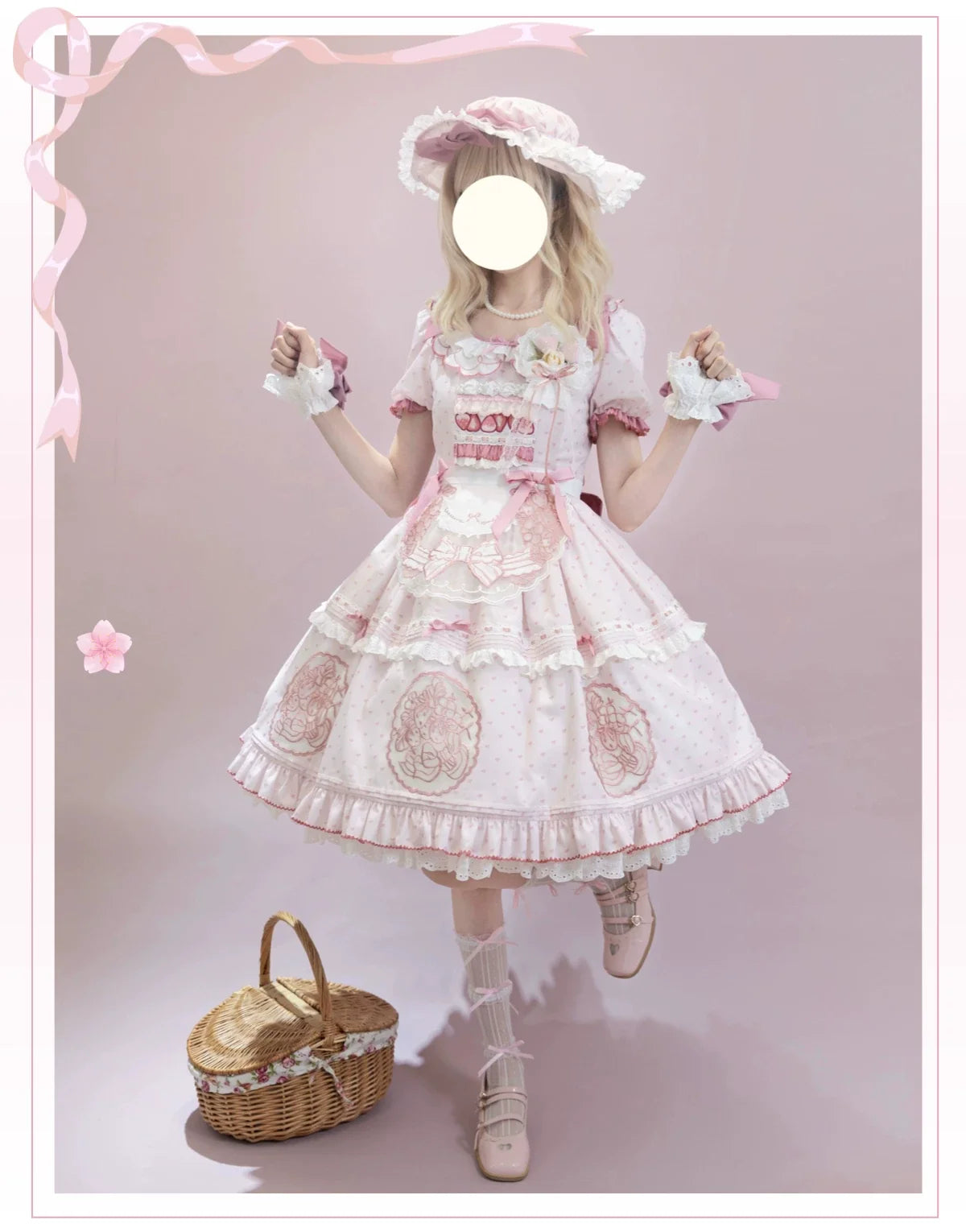 Berry Trap Embroidered Sweet Lolita OP Dress and Accessories - image 3
