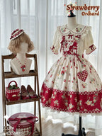 Sweet Lolita Shirt Strawberry Embroidery Ivory Blouse - image 6