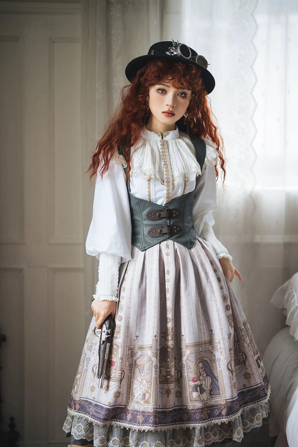 Demon Hunting Notes - Fishbone Gothic Lolita Skirt - image 15