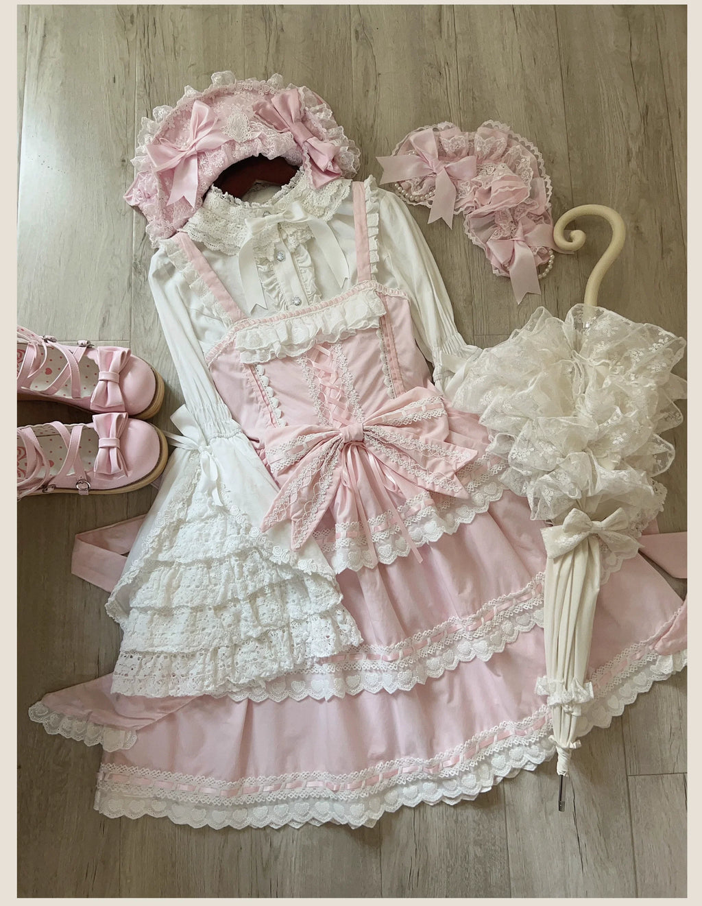 Otome Heart Cotton Old School Lolita JSK Dress Suit and Accessories - image 36
