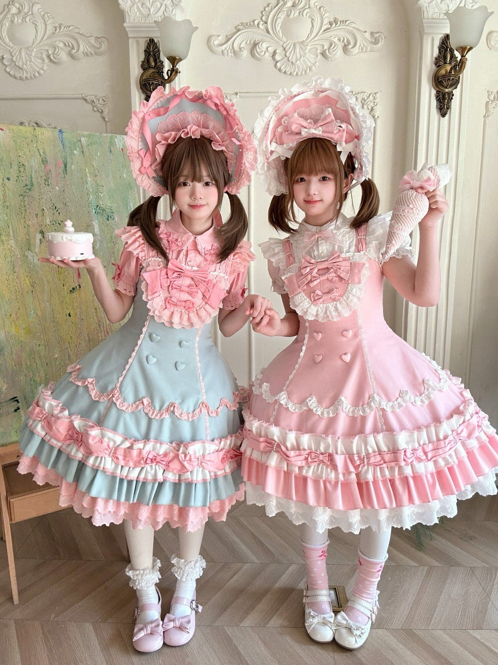 Cream Fondant Sweet Retro Six-Panel Lolita JSK and Accessories - image 10
