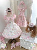 Spring 2025 Vintage Flower Wall Chandelier Rose Print Sweet Lolita JSK Dress and Accessories - image 18