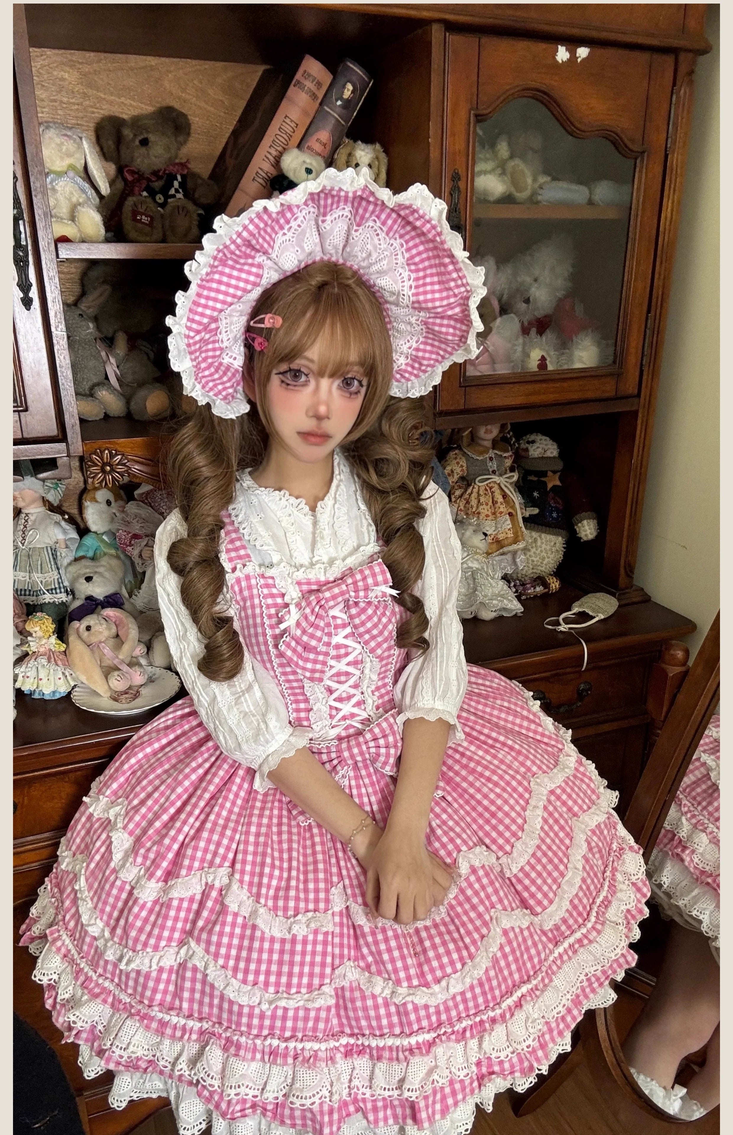 Plaid Baileys - Pink Plaid Old School Lolita JSK Dress - image 19