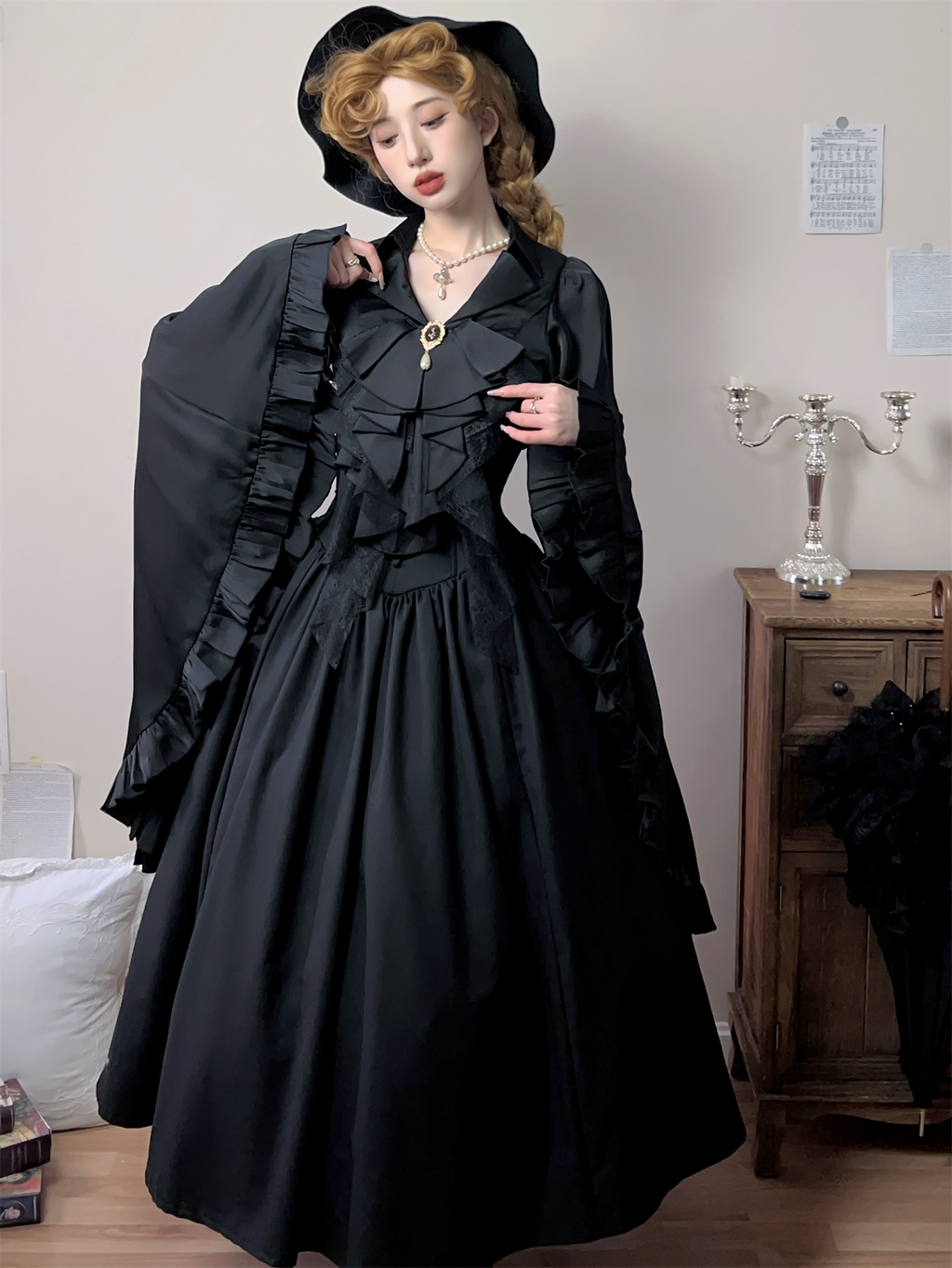 Crow's Dinner - Gorgeous Lolita Jabot with Detachable Brooch - image 4