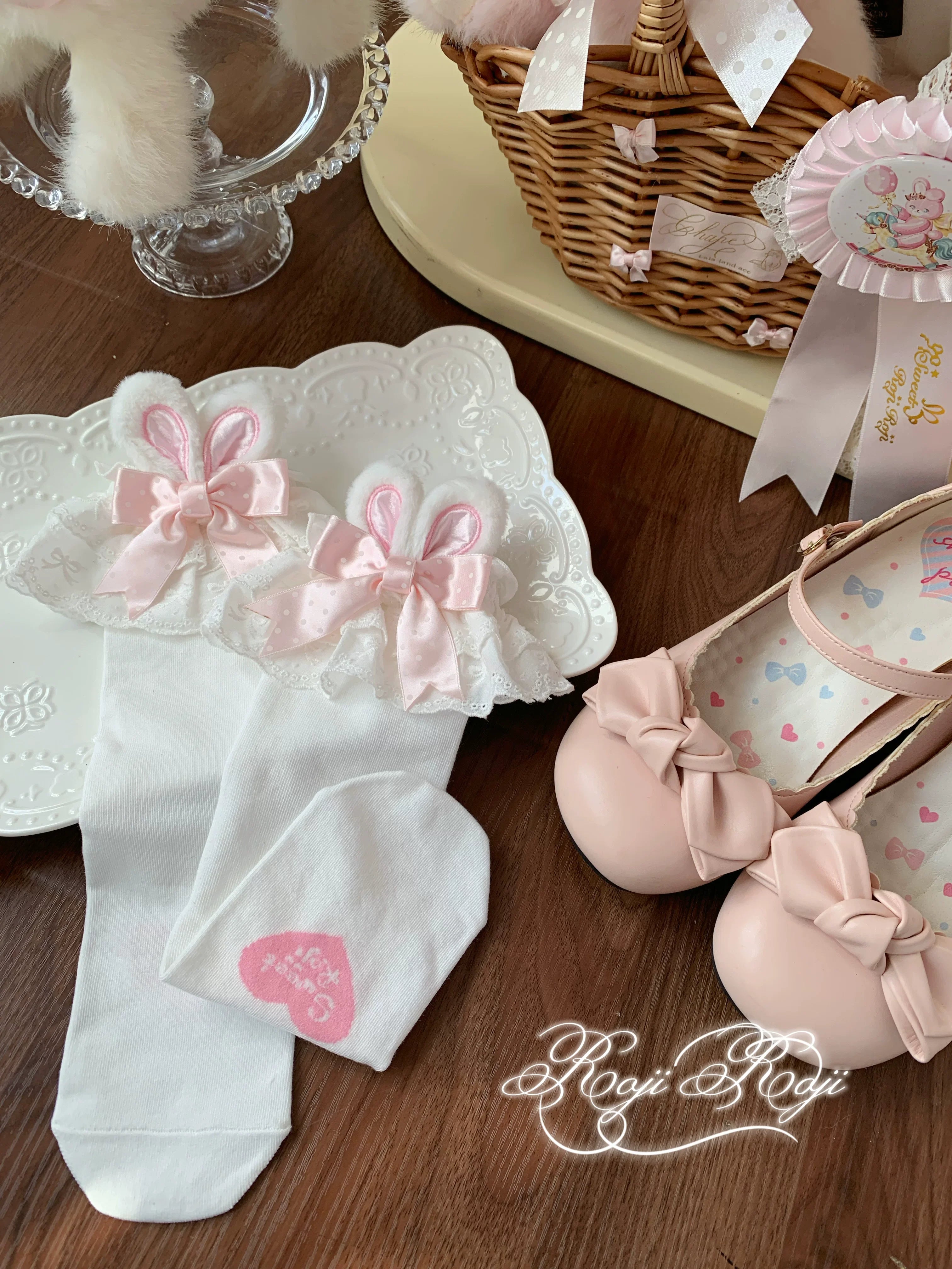 Bunny Ears Polka Dot Sweet Lolita Mid-Calf Socks - image 15