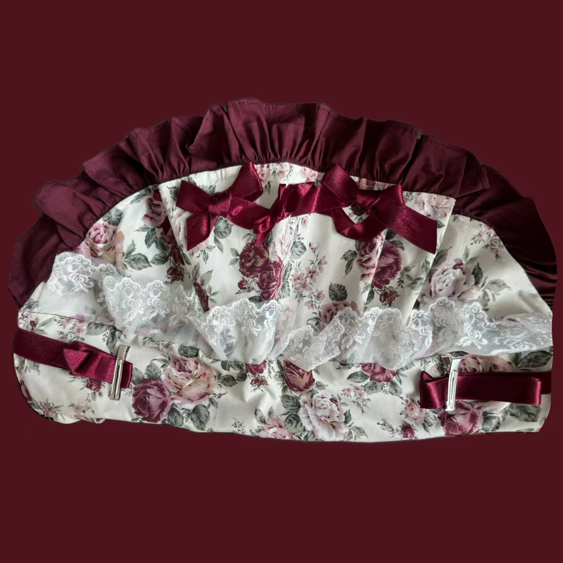 Burgundy Rose - Floral Printed Old School Lolita JSK, Elegant Cape and Accessories - image 27