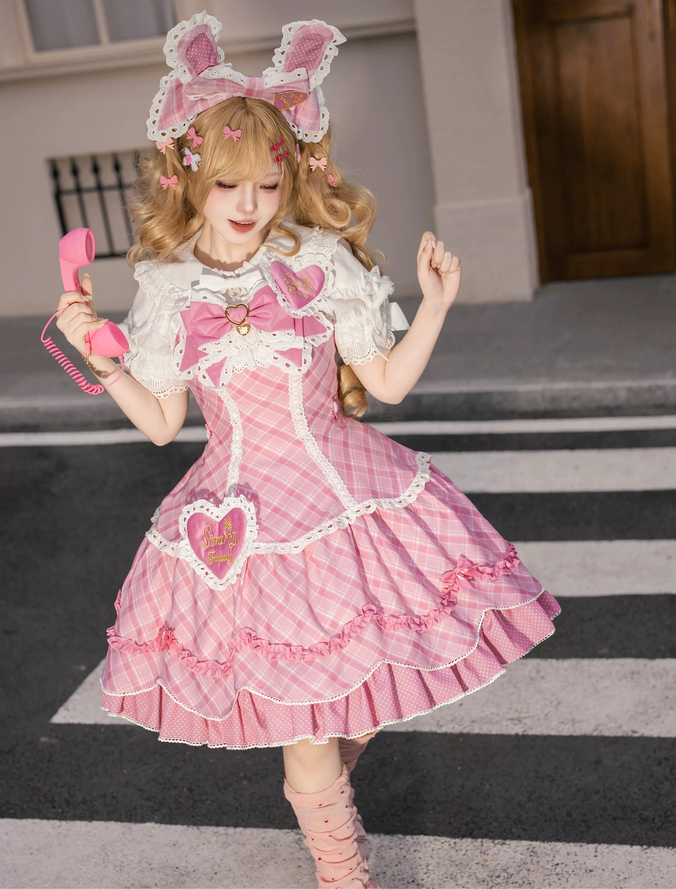 Shibuya Honey - Plus Size Sweet Lolita Plaid OP & JSK Dress - image 17