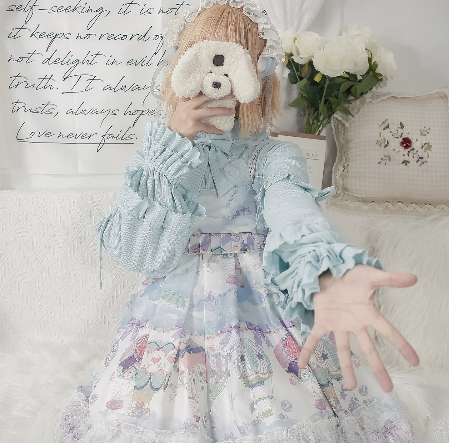 First Snow - Sweet Lolita Sweater Winter Puff Sleeve Knitting Innerwear - image 3