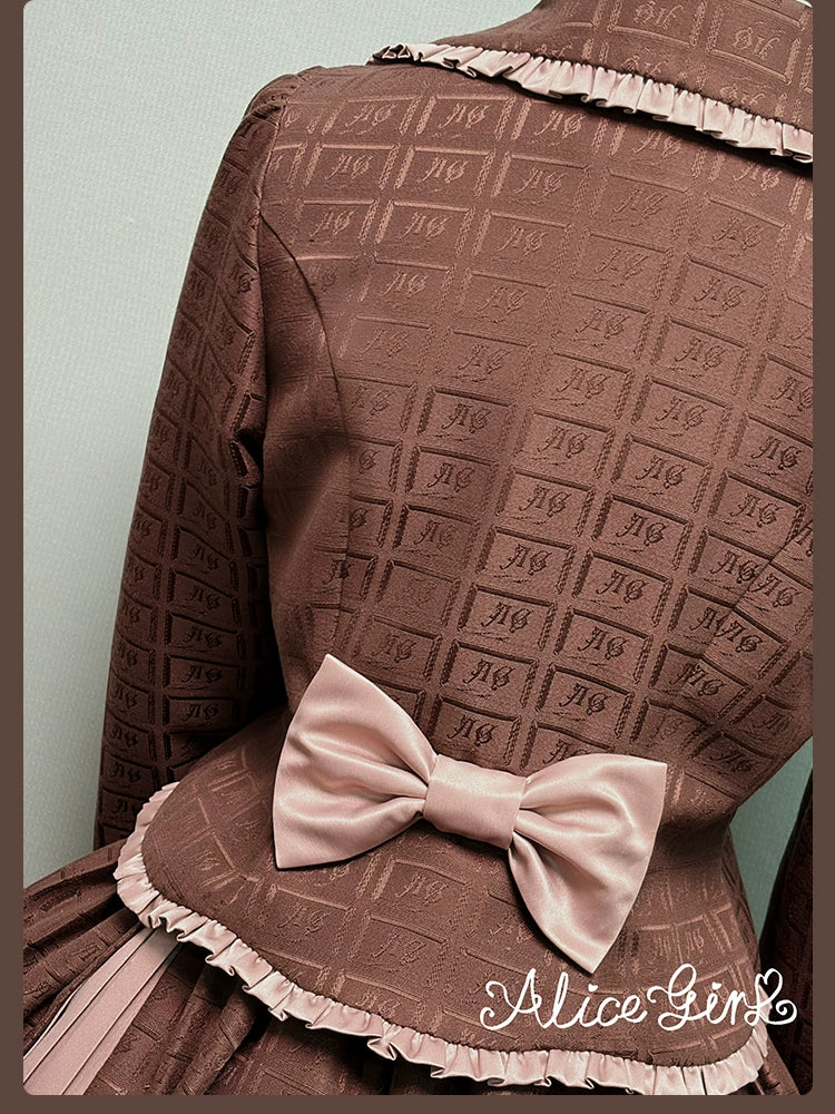 Bear Chocolate Slab - Classic Lolita Pleated JSK & SK Dress, Side Zipper - image 35