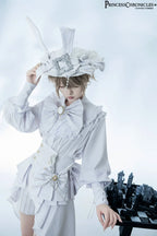 Rabbit Theater White Moonlight - Ouji Lolita Shorts Set, Rabbit Hat - image 10