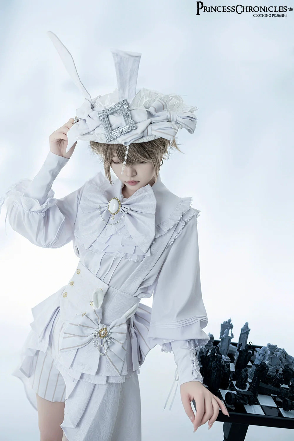 Rabbit Theater White Moonlight - Ouji Lolita Shorts Set, Rabbit Hat - image 10