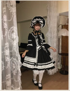 First Otome Black Old School Lolita OP Dress, Lace Details - image 15
