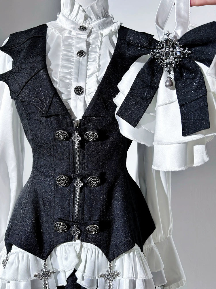 Bloodline Duke - Gothic Lolita SK Suit Spider Web Vest and Blouse - image 19