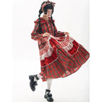 Vintage Lolita OP Dress Red Lolita Plaid Dress for Spring Summer - image 4