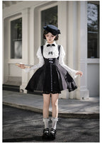 Monochrome Sonata - Classic Lolita Bust-supporting JSK Set, Piano Inspired - image 20