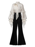 Rose and Sword - Ouji Lolita Jacquard Blouse & High Waist Pants Suit - image 3