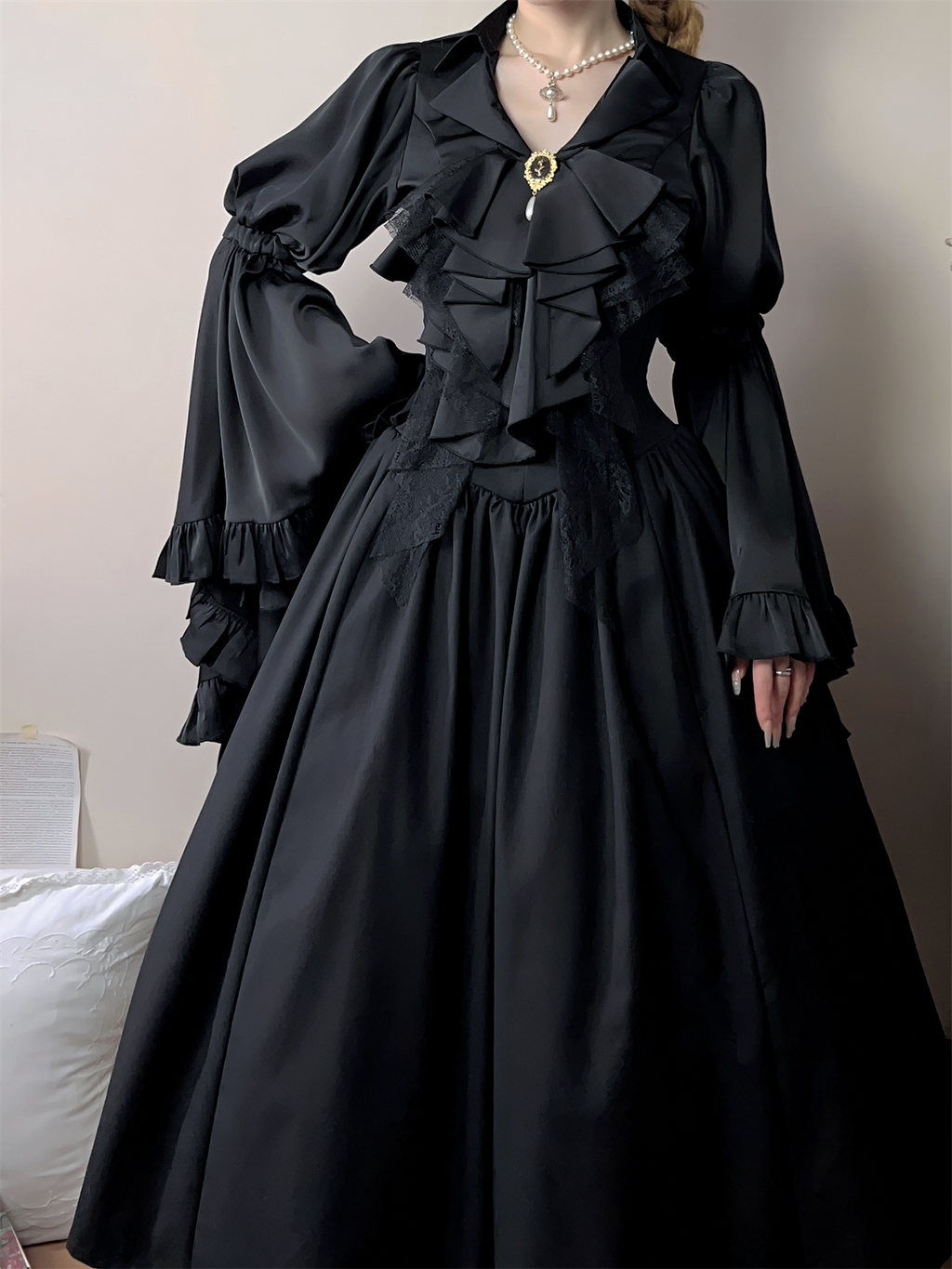 Crow's Dinner - Gorgeous Lolita Jabot with Detachable Brooch - image 6