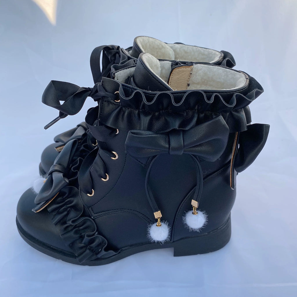 Enthusiastic Ideation - Elegant Lolita Shoes Fleeced Short Martin Boots - image 38