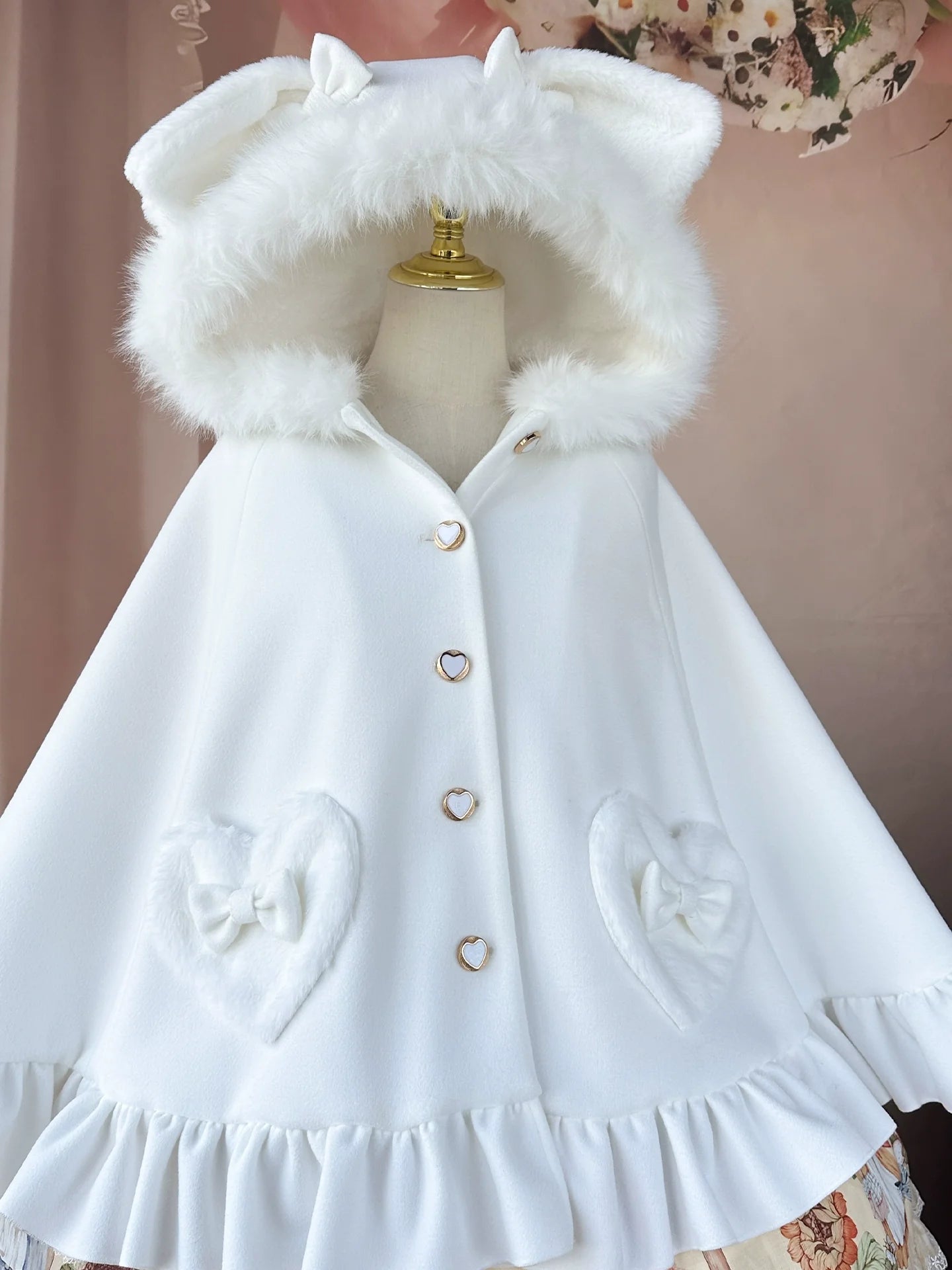 Winter Kawaii Lolita Cape with Bunny Ear Hood - image 3