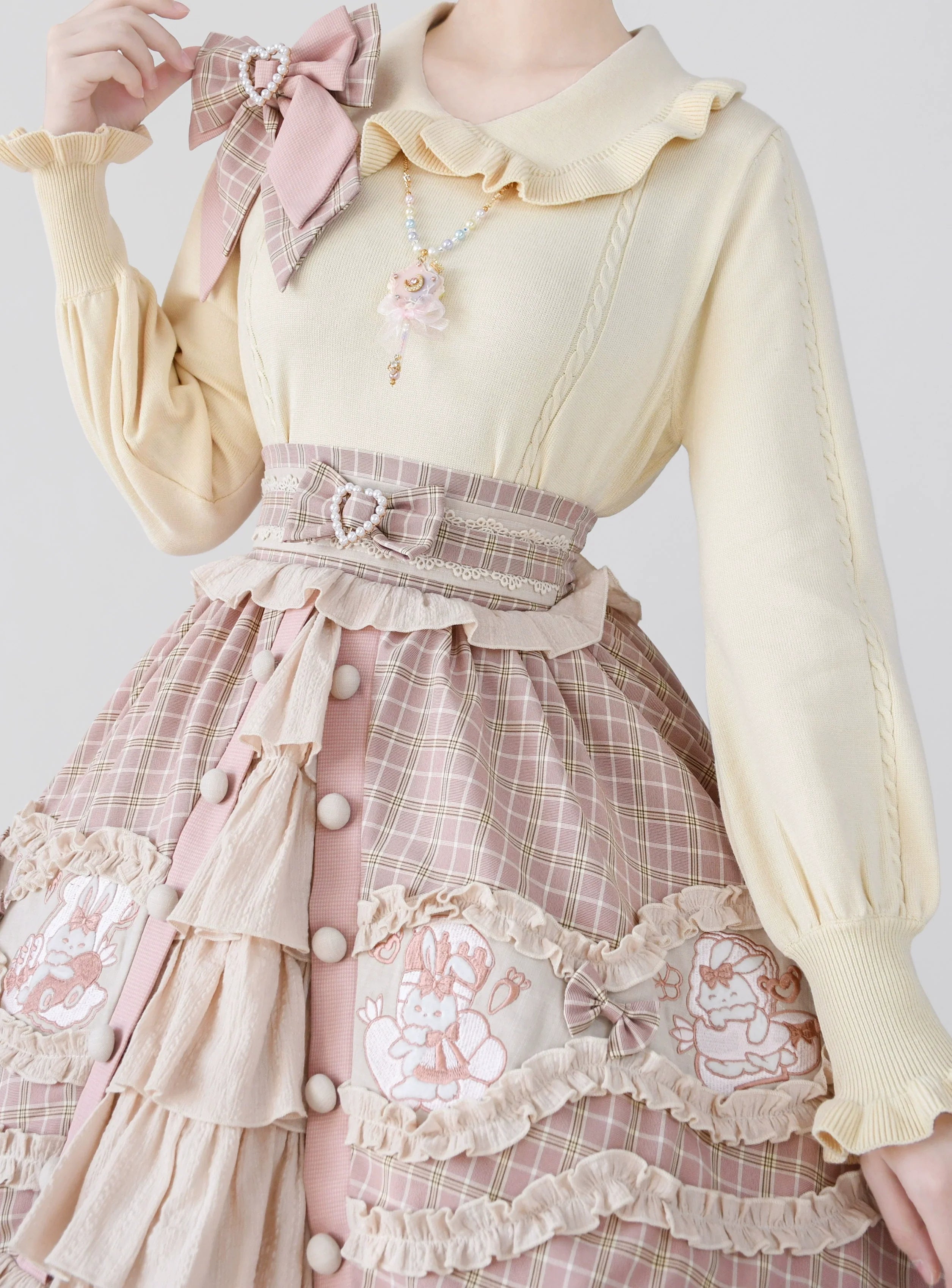 Puff Sleeve Knit Lolita Undershirt - image 1