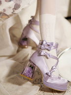 Glass Floral House - Elegant Lolita Shoes, Transparent Heels with 3D Floral - image 15