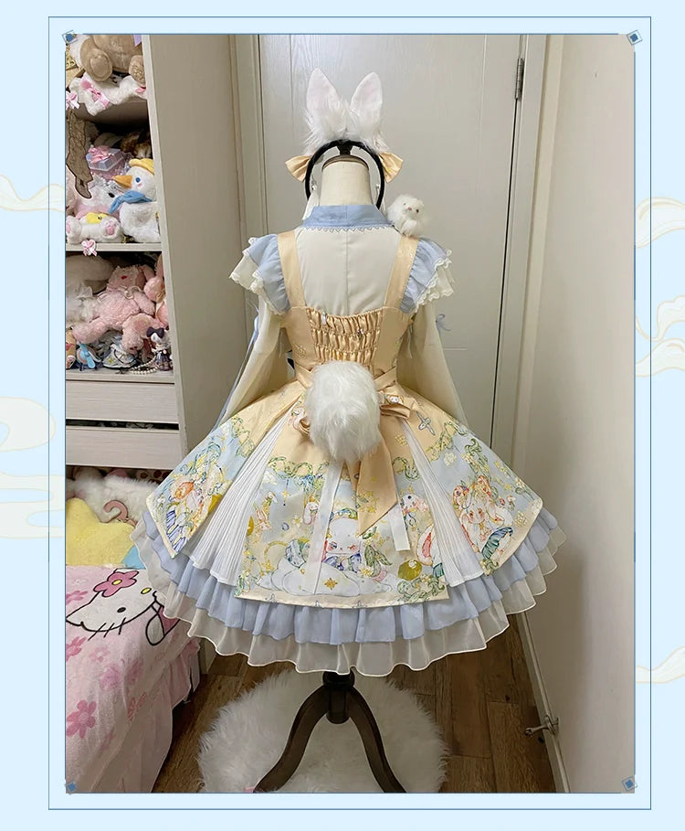 Laurel - Kawaii Han Lolita Jumper Dress Rabbit Print and Accessories - image 13
