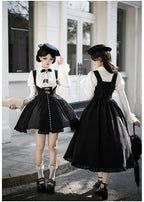 Monochrome Sonata - Classic Lolita Bust-supporting JSK Set, Piano Inspired - image 3