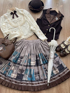 Coffee Bookshelf - Classic Lolita JSK and SK Set, Coffee Cup and Book Print - image 11