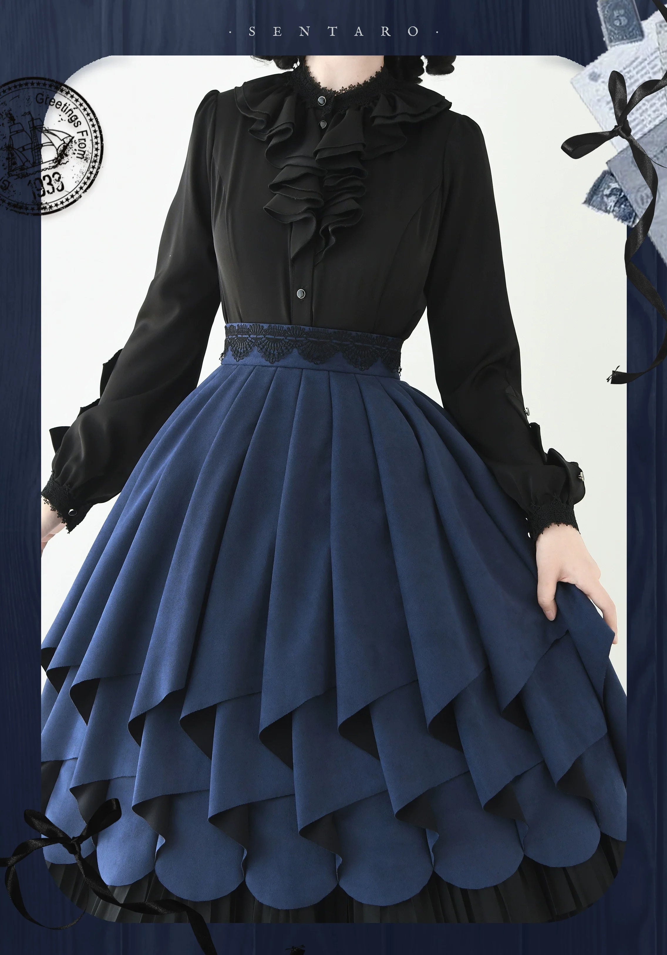 Molten Snowtop - Classic Lolita SK, Cape With Detachable Collar - image 12