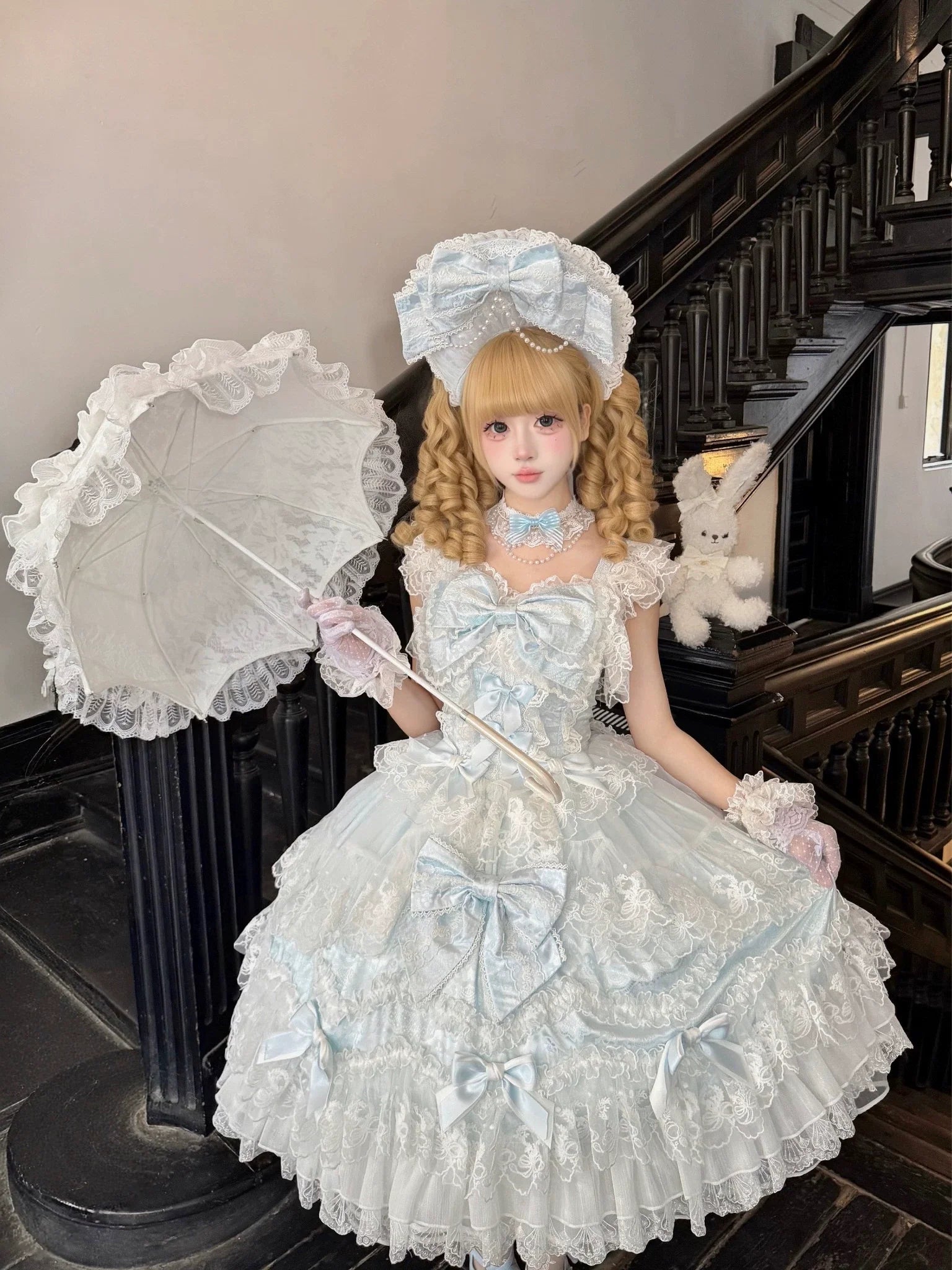 Sakura Blossom Dream - Dreamy Sweet Lolita JSK Dress, Abundant Lace & Bows - image 12