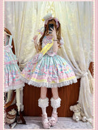 Macaron - Printed Sweet Lolita OP Dress and Old School JSK - image 14