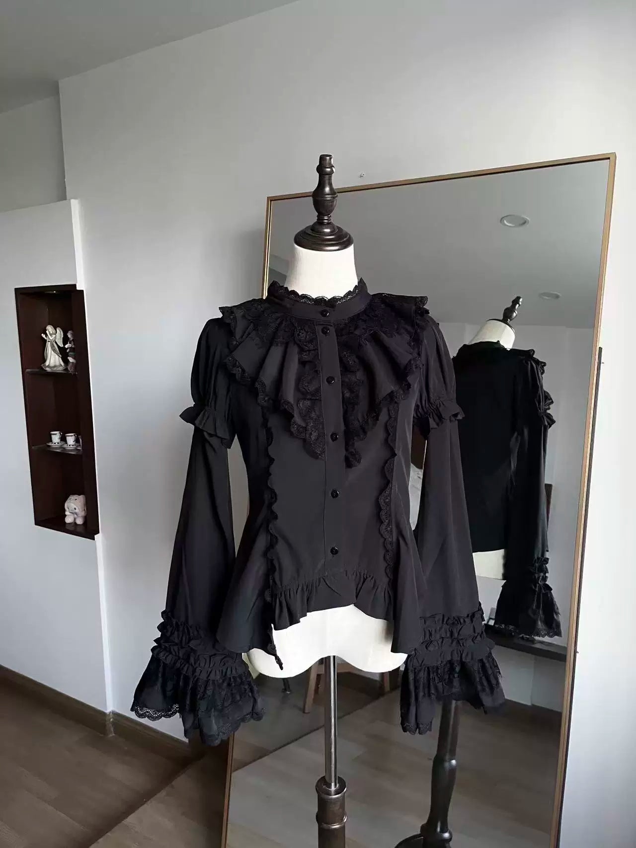 Gothic Lolita Shirt, Detachable Flared Sleeves - image 1