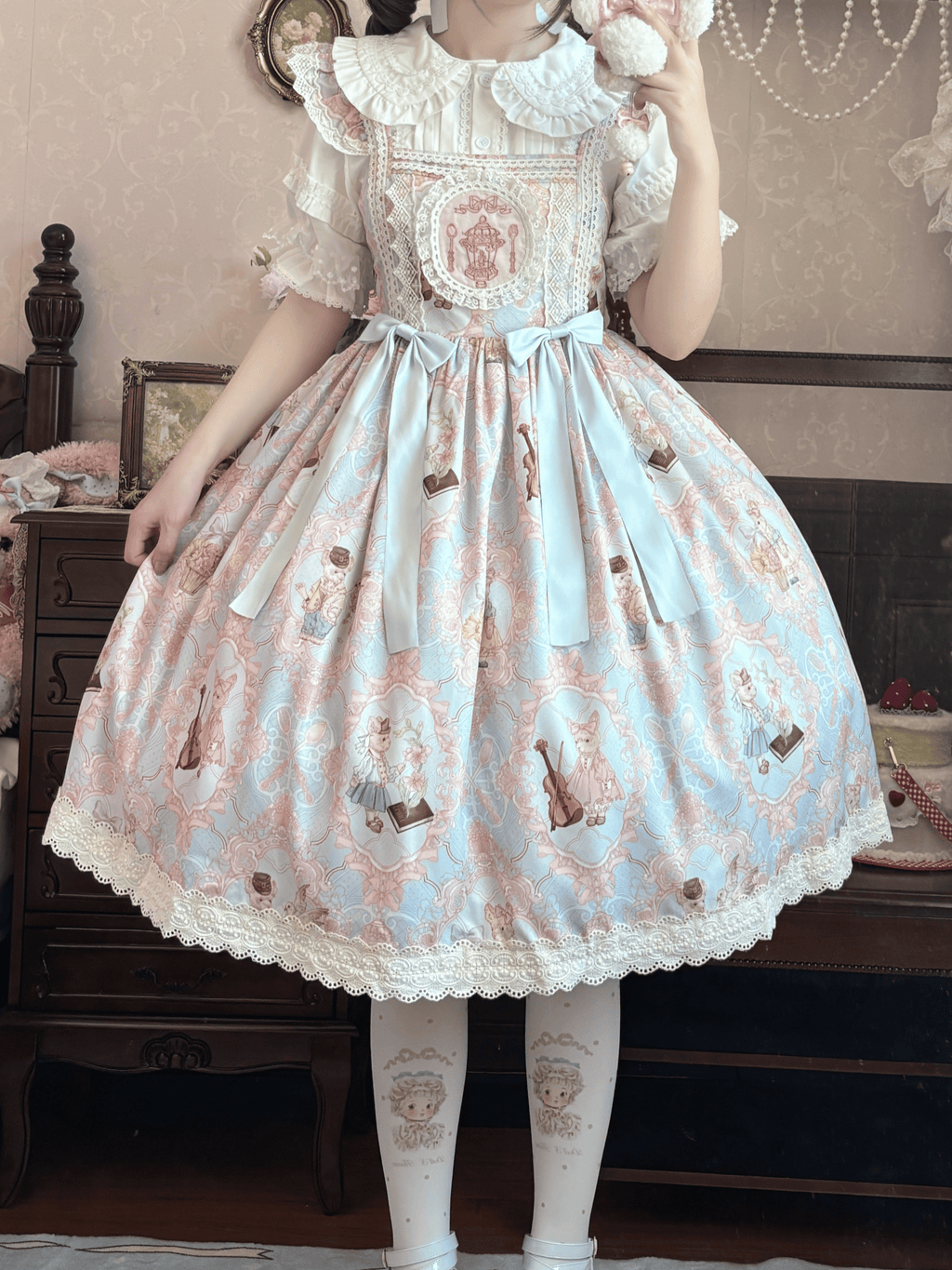 Candy Party - Printed Sweet Lolita JSK, Peter Pan Collar Shirt - image 6