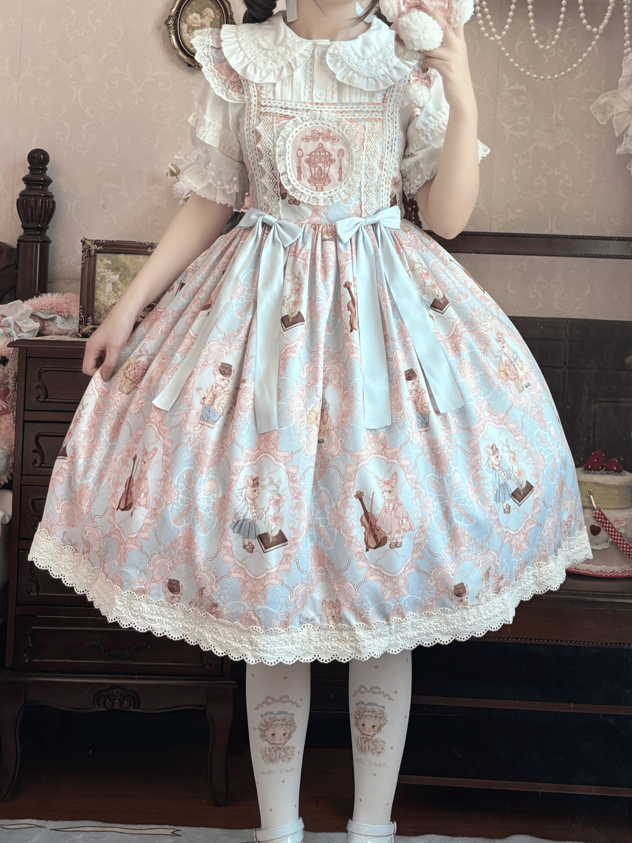 Candy Party - Printed Sweet Lolita JSK, Peter Pan Collar Shirt - image 6