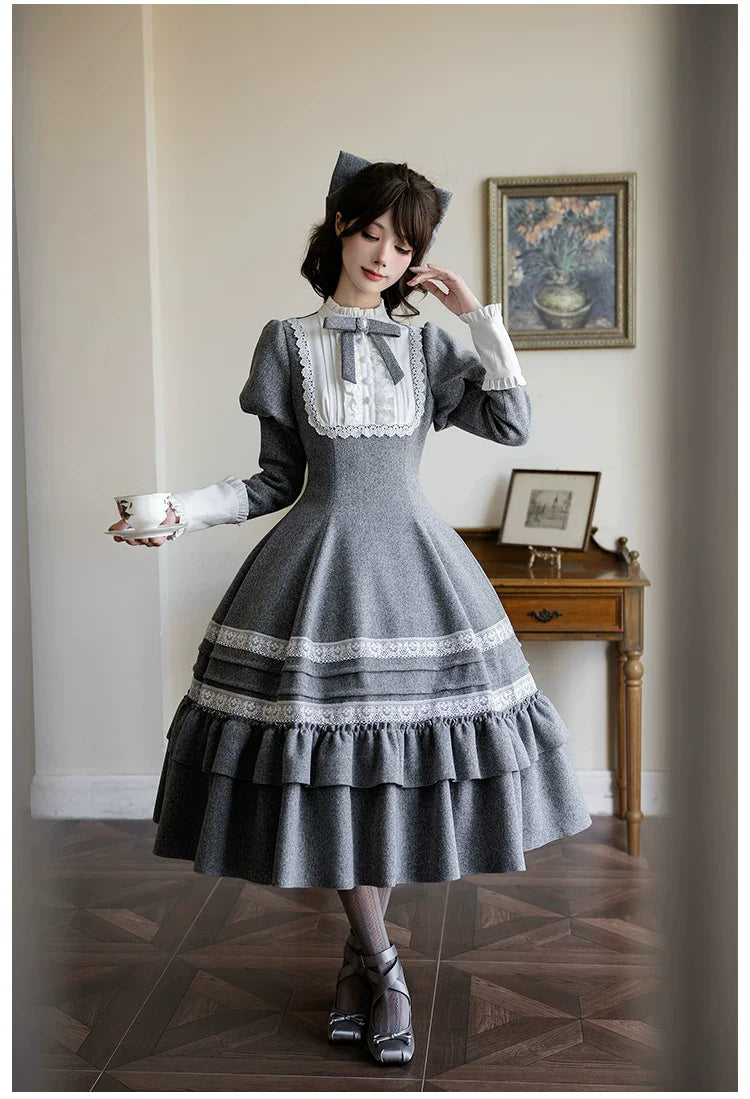 Reminisce - Pile Classic Lolita Dress, Detachable Cape and Accessories - image 15