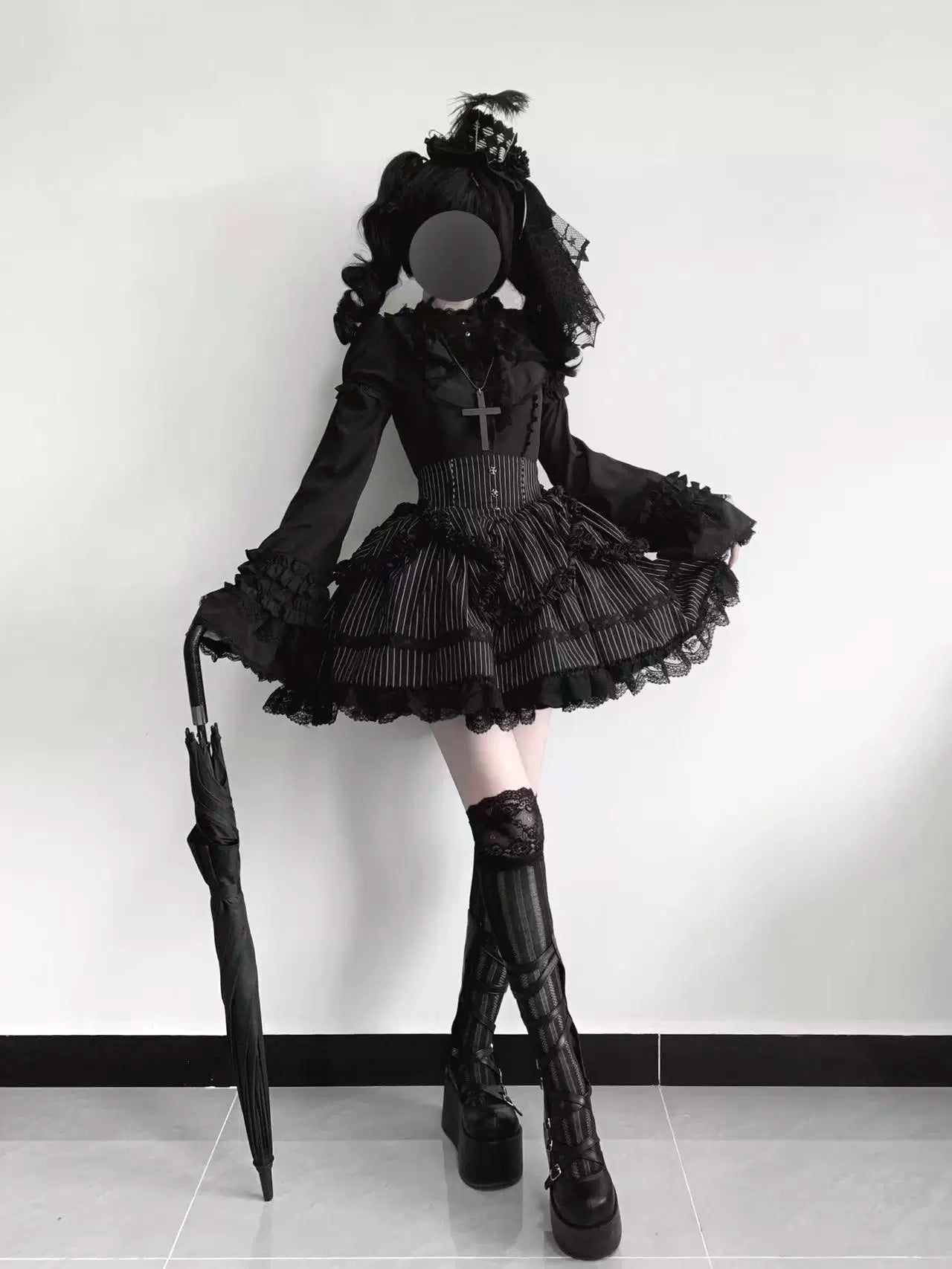Gothic Lolita Shirt, Detachable Flared Sleeves - image 7
