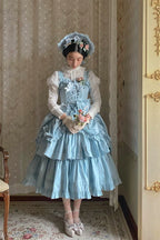 Cotton Gothic Lolita Long JSK, Drawn-up Hem - image 57