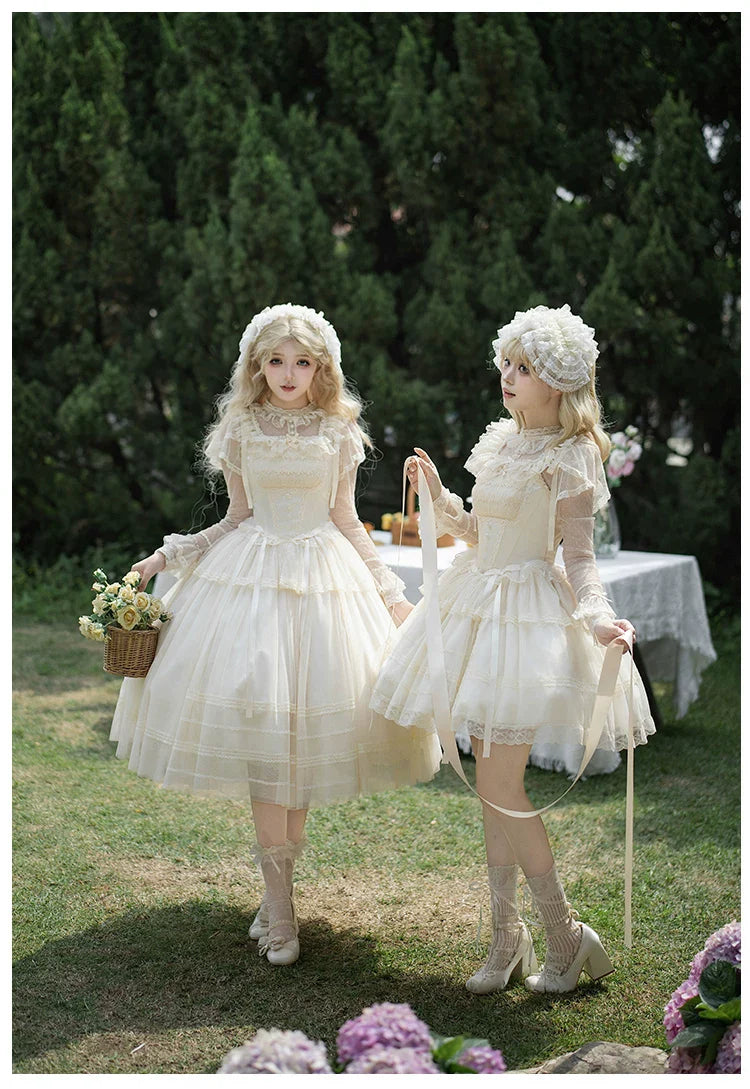 Confession Poem - Classic Lolita Corset JSK Set, Lace & Bows - image 3